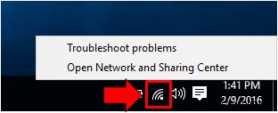 การทำงานกับเครือข่ายไร้สายด้วยวิธีแผงควบคุม (Windows 10)