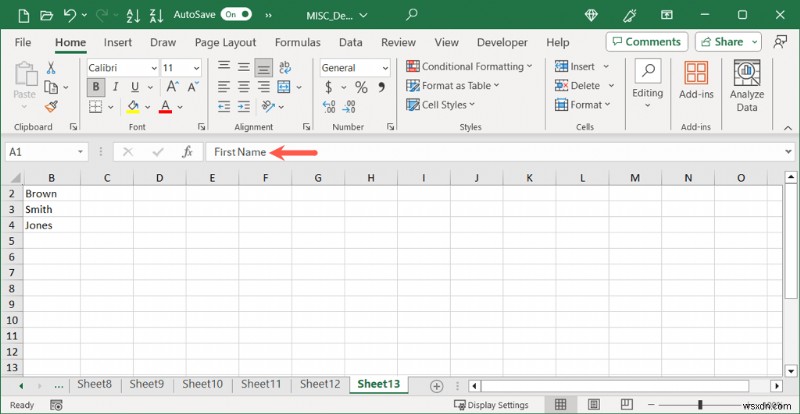 คืนค่าการมองเห็น:ยกเลิกการซ่อนคอลัมน์หรือแถวแรกใน Excel 