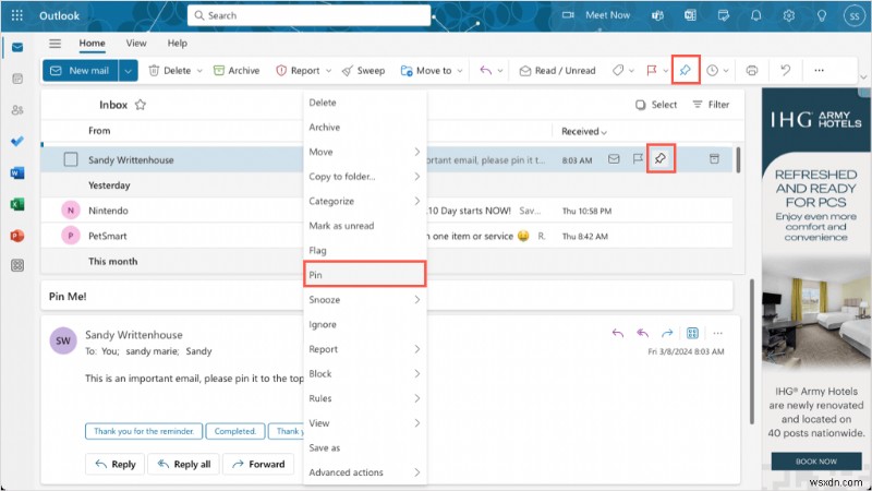 ปักหมุดอีเมลสำคัญใน Outlook ได้อย่างง่ายดาย:คำแนะนำทีละขั้นตอน 