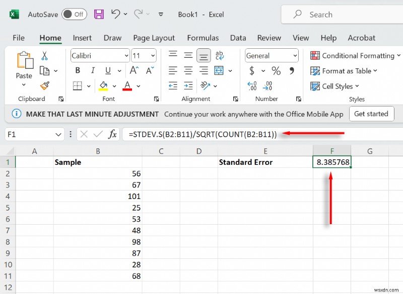 การเรียนรู้การคำนวณข้อผิดพลาดมาตรฐานใน Excel:คำแนะนำทีละขั้นตอน 