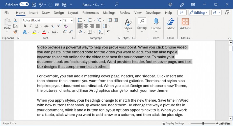 การเลือกข้อความหลักใน Word:คู่มือฉบับย่อในการเลือกทั้งหมดและการเลือกแบบกำหนดเอง 