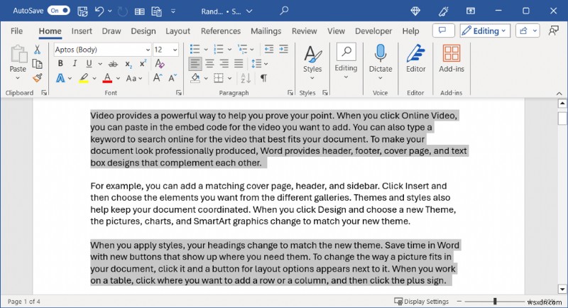 การเลือกข้อความหลักใน Word:คู่มือฉบับย่อในการเลือกทั้งหมดและการเลือกแบบกำหนดเอง 