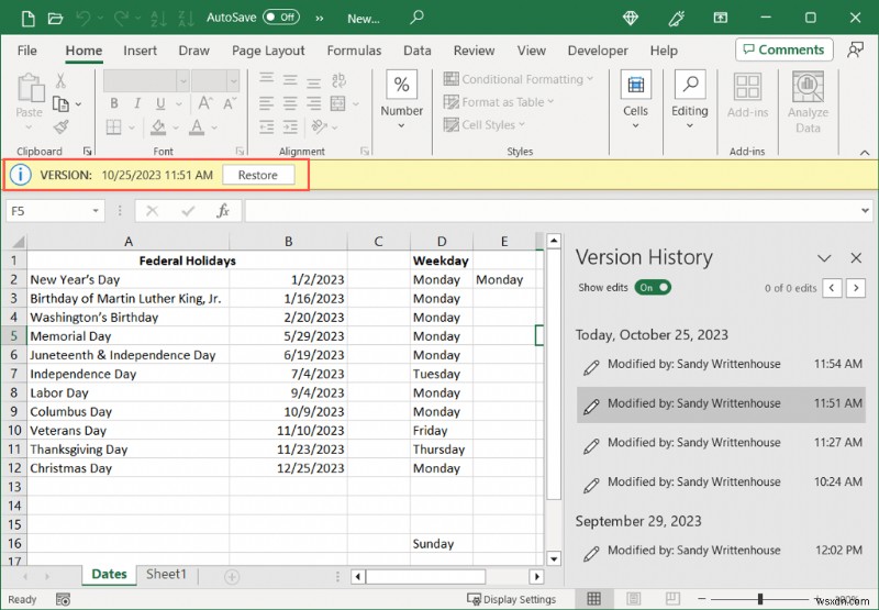 ประวัติเวอร์ชัน Master Excel:ดูและกู้คืนเวอร์ชันสมุดงานที่ผ่านมาได้อย่างง่ายดาย 