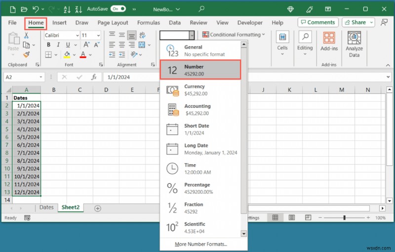 แปลงวันที่ของ Excel เป็นหมายเลขซีเรียล:คำแนะนำทีละขั้นตอน 