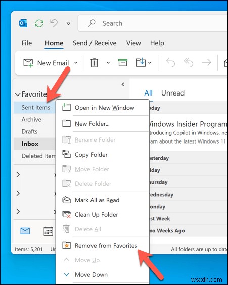 ลบโฟลเดอร์รายการโปรดที่ไม่ต้องการออกจาก Outlook ใน 3 ขั้นตอนง่ายๆ 