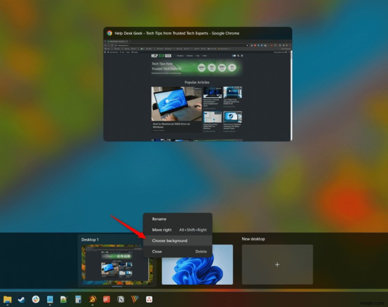 ตั้งค่าพื้นหลังที่ไม่ซ้ำกันสำหรับเดสก์ท็อปเสมือนแต่ละตัวใน Windows 11:คำแนะนำทีละขั้นตอน 