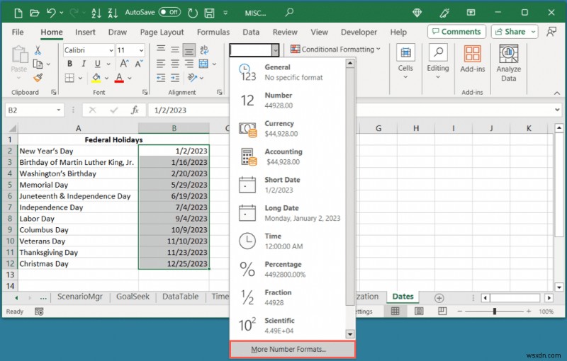 แปลงวันที่ของ Excel เป็นชื่อวันธรรมดาได้อย่างง่ายดาย 