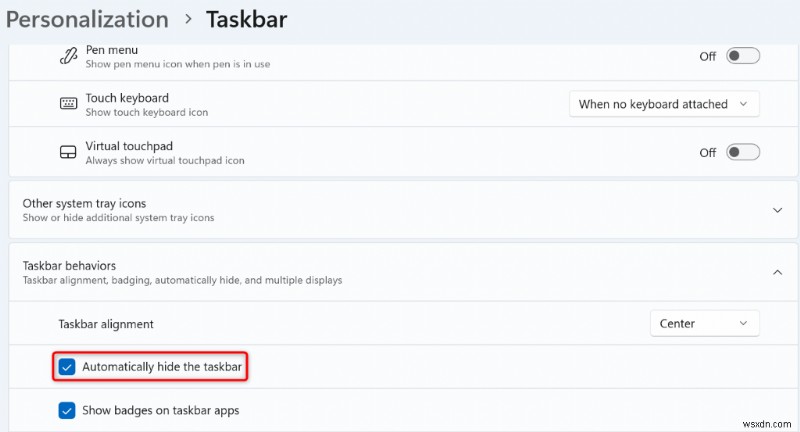 วิธีซ่อนแถบงาน Windows 11 โดยอัตโนมัติสำหรับ Cleaner Desktop 