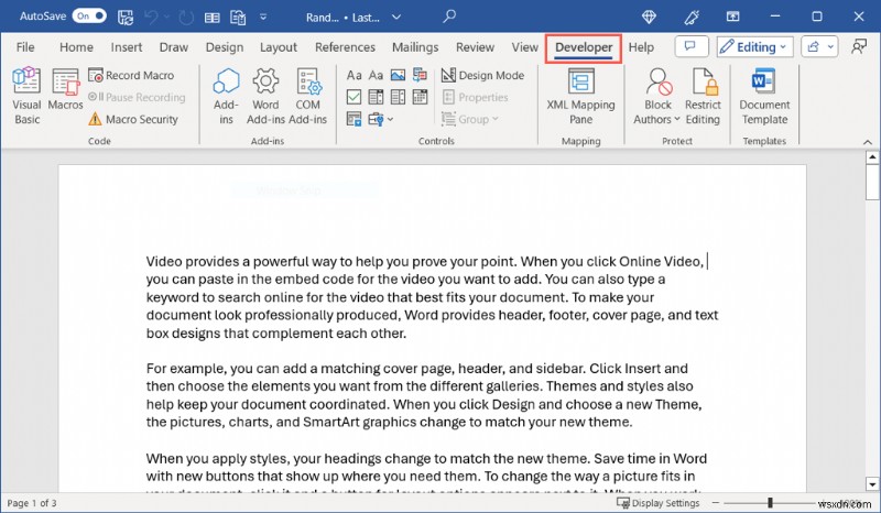 เปิดใช้งานและใช้แท็บนักพัฒนาซอฟต์แวร์ใน Microsoft Word:คู่มือฉบับย่อ 