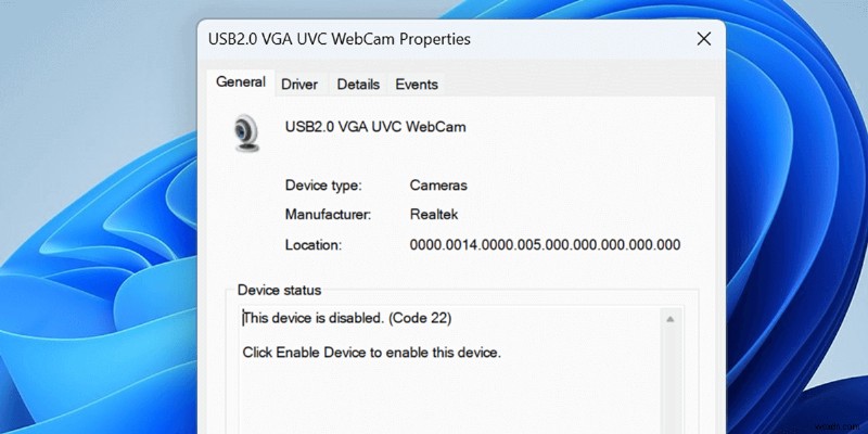 แก้ไขข้อผิดพลาด  อุปกรณ์นี้ถูกปิดใช้งาน (รหัส 22)  ใน Windows 10/11 