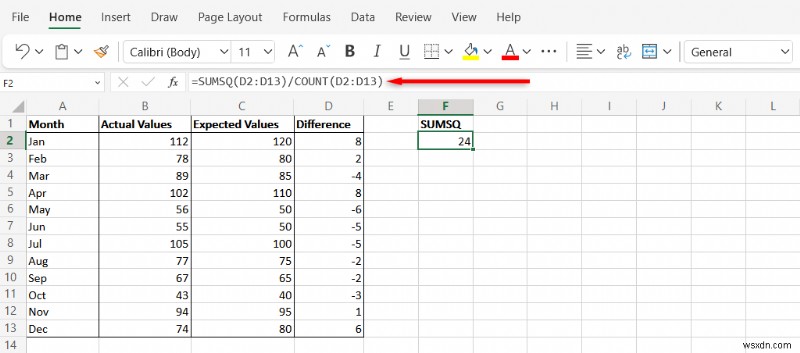 คำนวณข้อผิดพลาดเฉลี่ยกำลังสอง (MSE) ใน Excel:คำแนะนำทีละขั้นตอน 