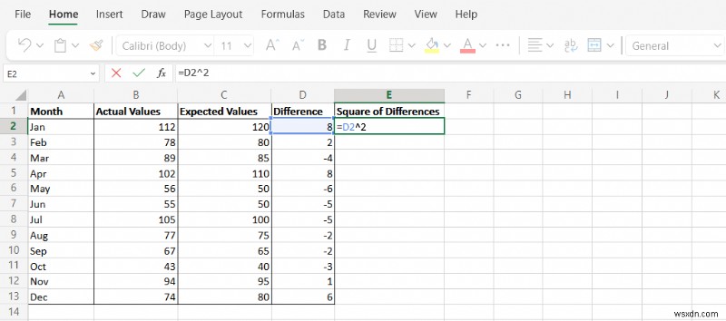 คำนวณข้อผิดพลาดเฉลี่ยกำลังสอง (MSE) ใน Excel:คำแนะนำทีละขั้นตอน 