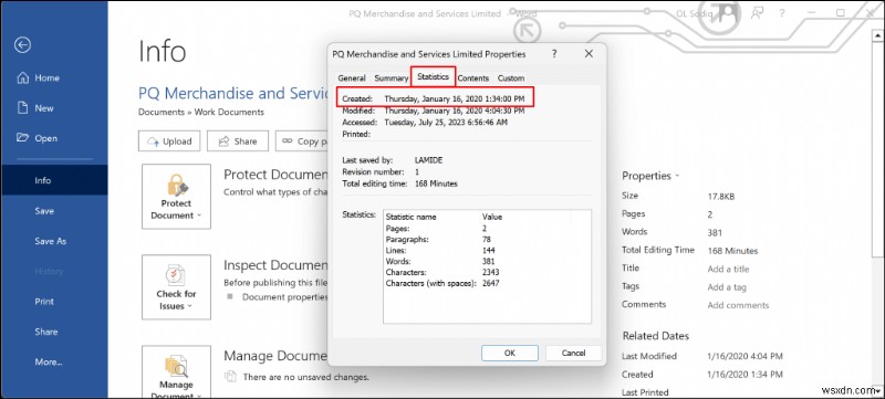 ค้นพบเมื่อมีการสร้างหรือแก้ไขเอกสาร Word ใน Windows 