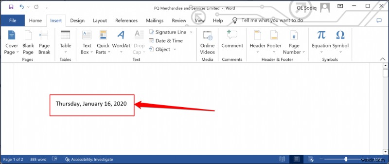 ค้นพบเมื่อมีการสร้างหรือแก้ไขเอกสาร Word ใน Windows 