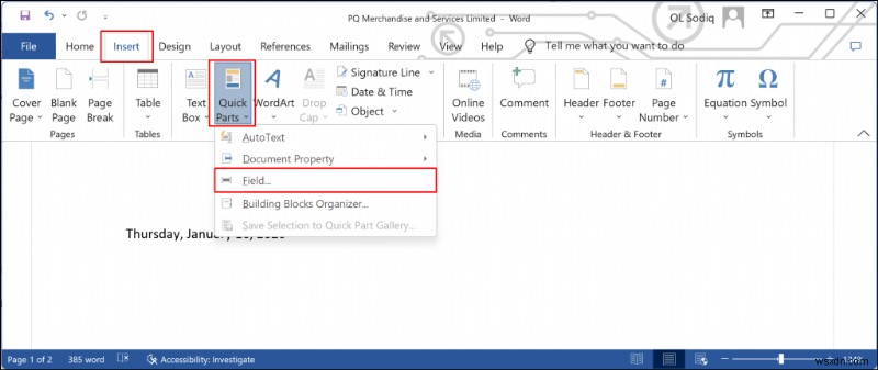 ค้นพบเมื่อมีการสร้างหรือแก้ไขเอกสาร Word ใน Windows 