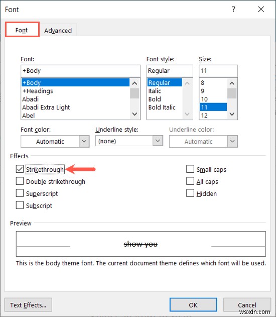 คำแนะนำในการใช้ข้อความขีดทับใน Microsoft Outlook 