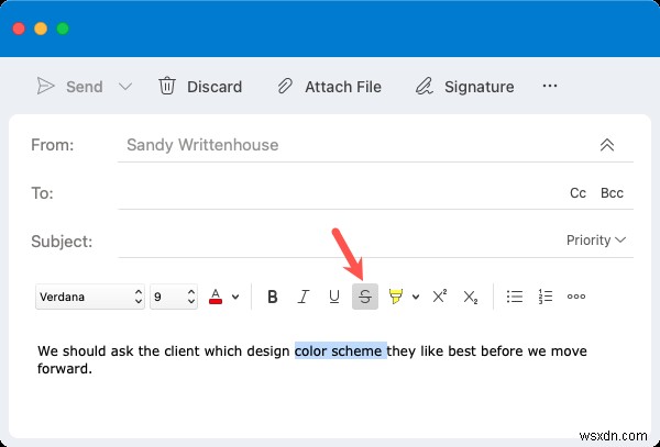 คำแนะนำในการใช้ข้อความขีดทับใน Microsoft Outlook 