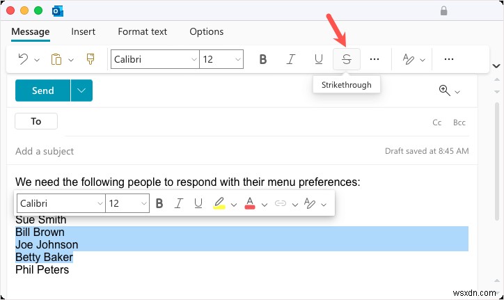 คำแนะนำในการใช้ข้อความขีดทับใน Microsoft Outlook 