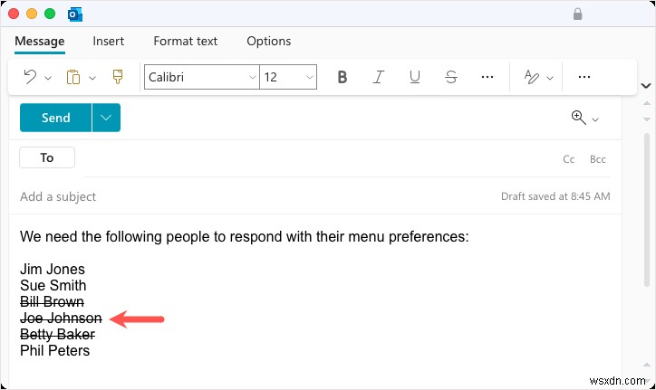 คำแนะนำในการใช้ข้อความขีดทับใน Microsoft Outlook 