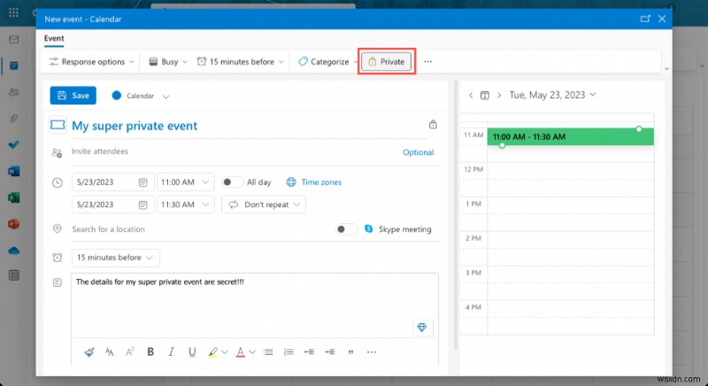 เก็บการนัดหมายส่วนตัวของคุณเป็นความลับใน Outlook:คำแนะนำทีละขั้นตอน 