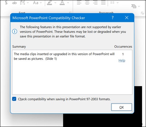 แก้ไขข้อผิดพลาด  ไม่สามารถเล่นสื่อ  ของ PowerPoint ได้อย่างรวดเร็ว 