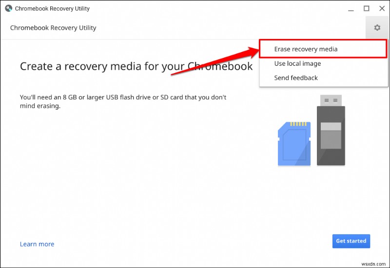 สร้างสื่อการกู้คืน Chromebook ด้วยยูทิลิตี้การกู้คืน Chromebook:คำแนะนำทีละขั้นตอน 