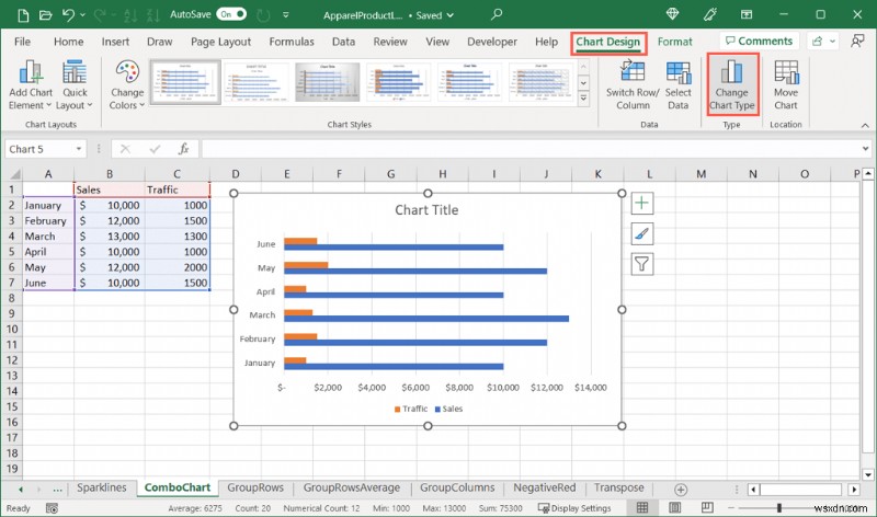 การเรียนรู้แผนภูมิผสมใน Excel:คำแนะนำทีละขั้นตอน 