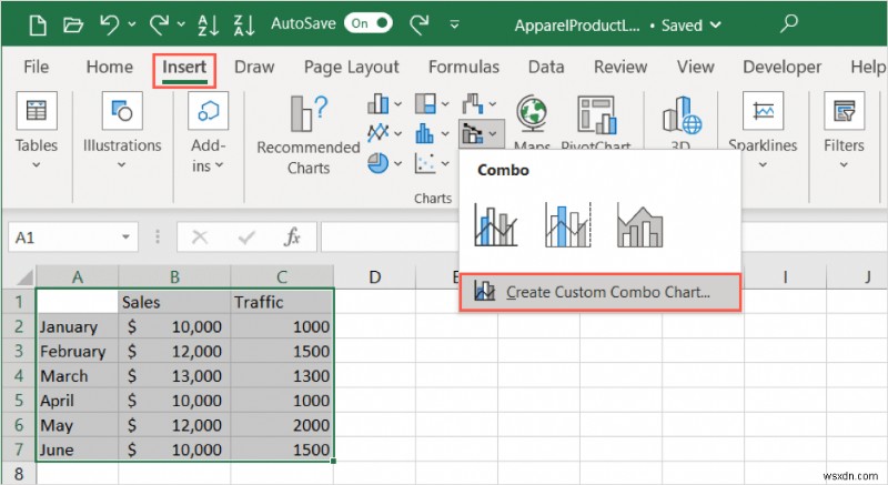การเรียนรู้แผนภูมิผสมใน Excel:คำแนะนำทีละขั้นตอน 