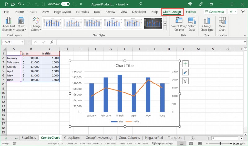 การเรียนรู้แผนภูมิผสมใน Excel:คำแนะนำทีละขั้นตอน 