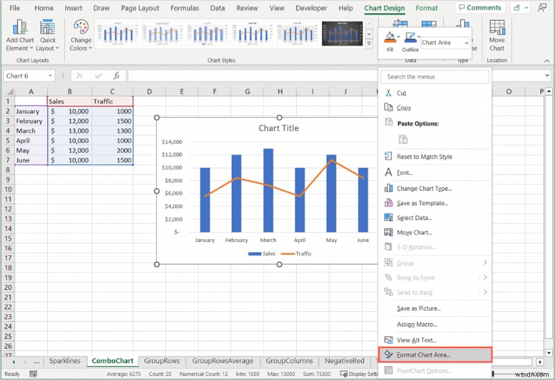 การเรียนรู้แผนภูมิผสมใน Excel:คำแนะนำทีละขั้นตอน 