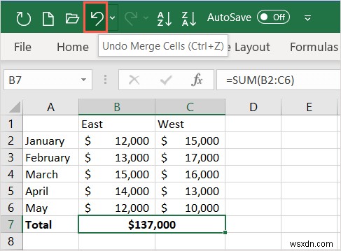 4 วิธีง่ายๆ ในการเลิกผสานเซลล์ใน Microsoft Excel 
