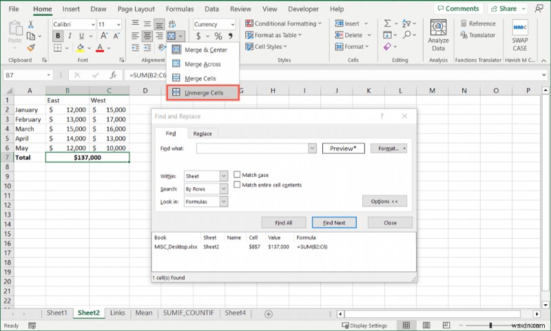 4 วิธีง่ายๆ ในการเลิกผสานเซลล์ใน Microsoft Excel 