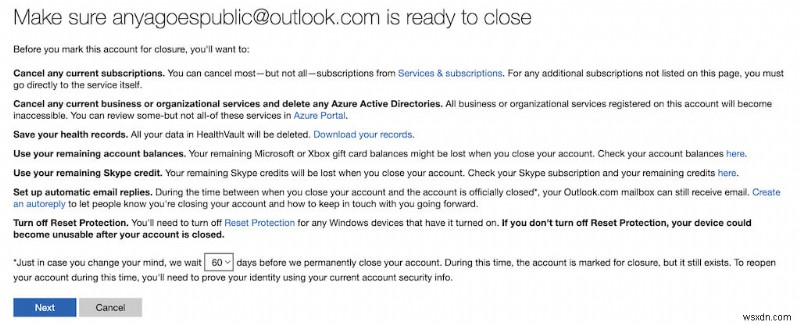 คำแนะนำทีละขั้นตอนในการปิดหรือลบบัญชี Outlook ของคุณอย่างถาวร 