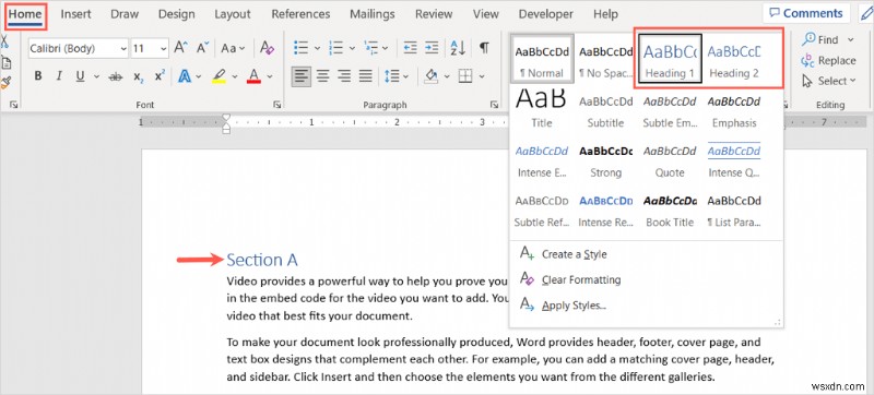 สร้างและจัดรูปแบบส่วนหัวใน Microsoft Word:คำแนะนำทีละขั้นตอน 