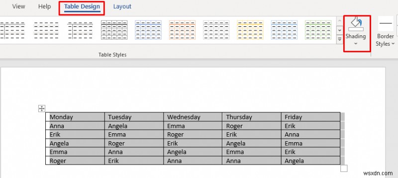 เพิ่มสีพื้นหลังให้กับตารางคำ:คู่มือฉบับย่อ 