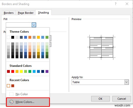 เพิ่มสีพื้นหลังให้กับตารางคำ:คู่มือฉบับย่อ 