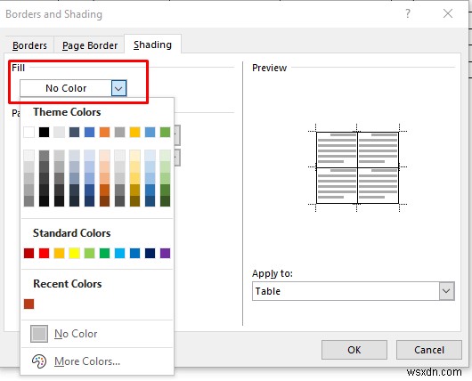 เพิ่มสีพื้นหลังให้กับตารางคำ:คู่มือฉบับย่อ 