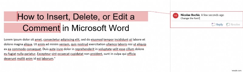 คู่มือฉบับย่อ:แทรก แก้ไข หรือลบความคิดเห็นใน Microsoft Word 