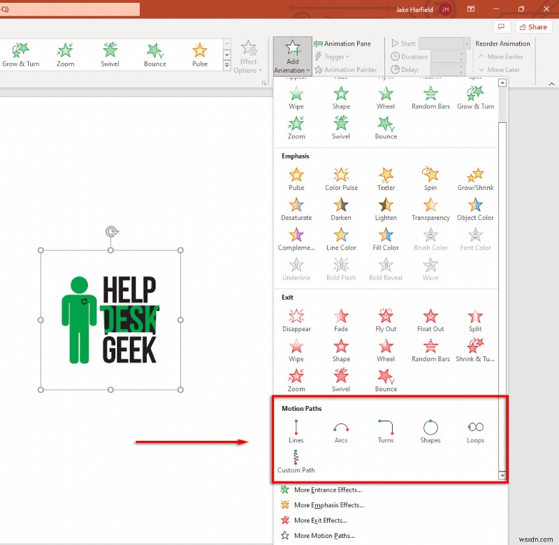 แอนิเมชั่นเส้นทางการเคลื่อนไหวหลักใน PowerPoint:คำแนะนำทีละขั้นตอน 