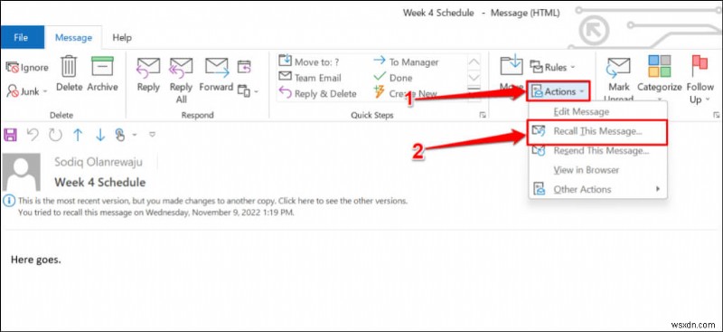 คู่มือฉบับย่อ:ยกเลิกการส่งและเรียกคืนอีเมล Outlook บนเว็บและเดสก์ท็อป 