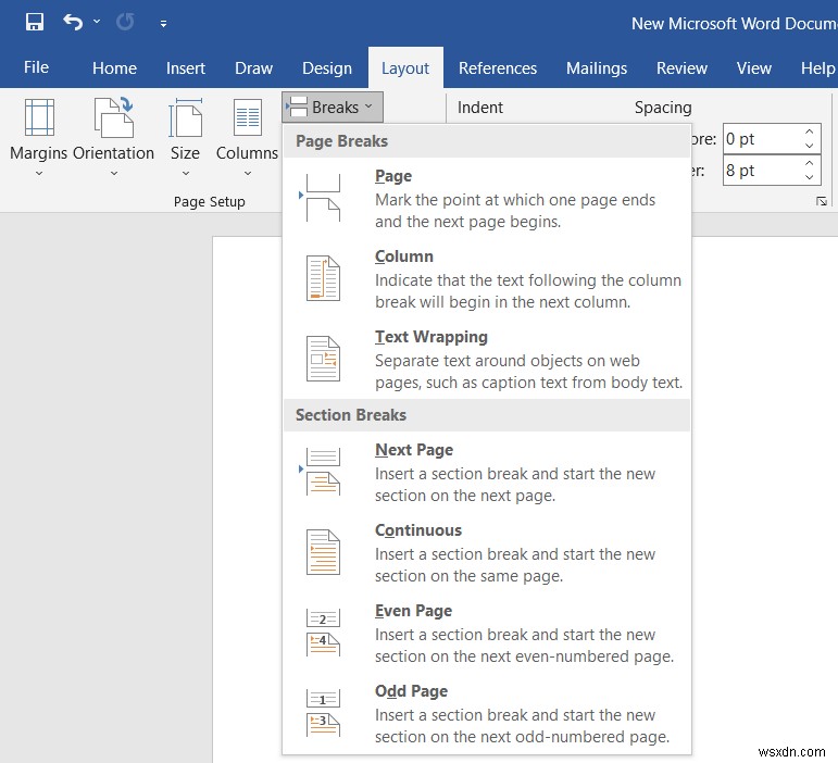แทรกตัวแบ่งส่วนใน Microsoft Word:คำแนะนำทีละขั้นตอน 