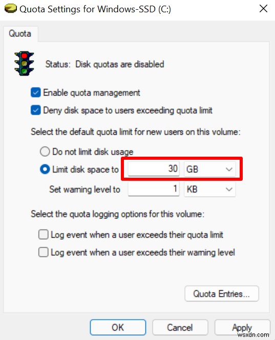 โควต้าดิสก์หลักใน Windows 11:คำแนะนำทีละขั้นตอน 