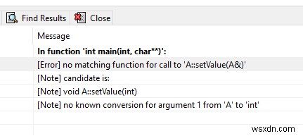 การแก้ไขข้อผิดพลาดในการรวบรวม C ++  ไม่มีฟังก์ชันที่ตรงกันสำหรับการโทร  