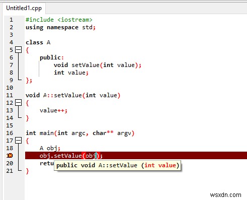 การแก้ไขข้อผิดพลาดในการรวบรวม C ++  ไม่มีฟังก์ชันที่ตรงกันสำหรับการโทร  