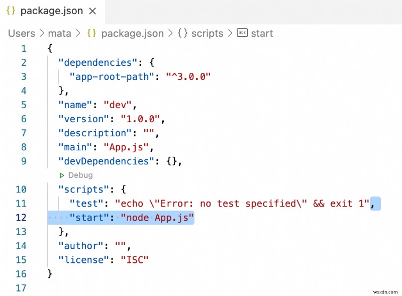 วิธีแก้ไขข้อผิดพลาด  npm! สคริปต์หายไป:เริ่ม  ข้อผิดพลาดใน Node.js 