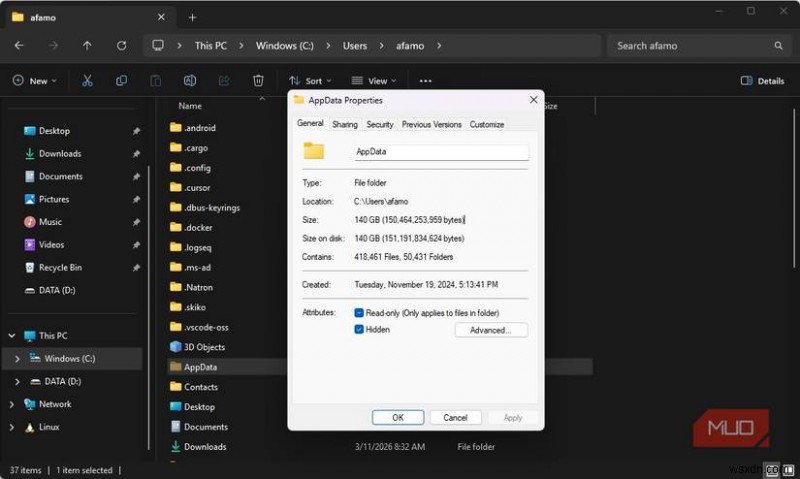 วิธีที่โฟลเดอร์ Windows ที่ซ่อนอยู่สามารถใช้พื้นที่ดิสก์ 50GB – คู่มือการล้างข้อมูลที่ได้รับการพิสูจน์แล้ว 