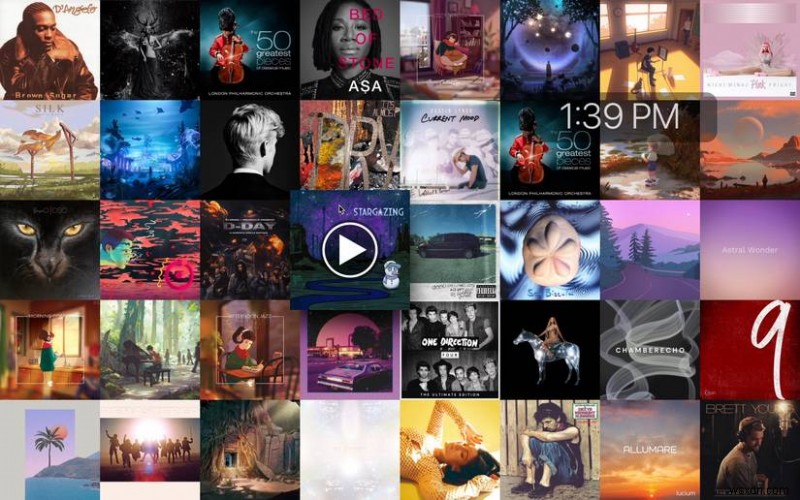 เปลี่ยนสกรีนเซฟเวอร์ Mac ของคุณให้เป็นเครื่องเล่นเพลงปกอัลบั้ม 
