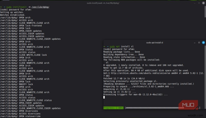 ดูกิจกรรมไฟล์ของแอพแบบเรียลไทม์บน Linux โดยใช้คำสั่งง่ายๆ เพียงคำสั่งเดียว 