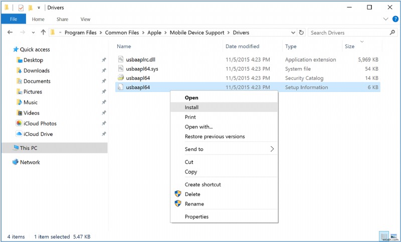 วิธีติดตั้งไดรเวอร์อุปกรณ์ Apple Mobile (โหมดการกู้คืน) บน Windows 