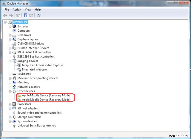 วิธีติดตั้งไดรเวอร์อุปกรณ์ Apple Mobile (โหมดการกู้คืน) บน Windows 